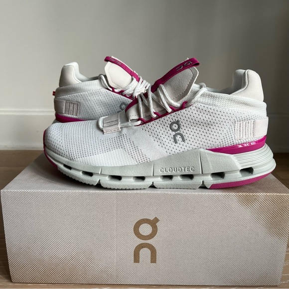 ON Running Cloudnova Women Shoes Various Sizes Undyed White Carnation - Picture 2 of 9